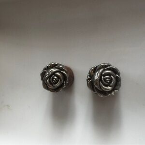 Silver Rose Plug Earrings